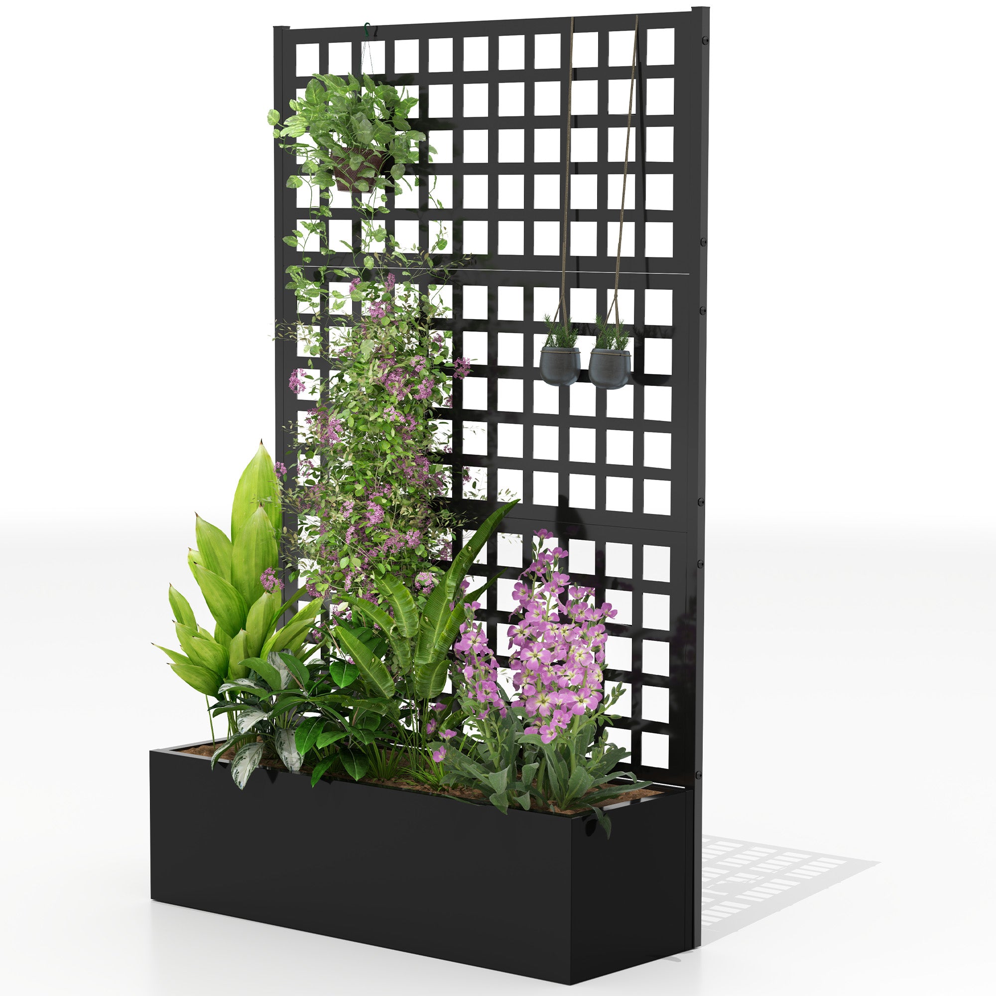 Galvanized Raised Garden Bed with Trellis - Black 43" x 16"-DECOROLALA
