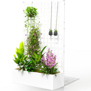 Galvanized Raised Garden Bed with Trellis - White 43" x 16"-DECOROLALA
