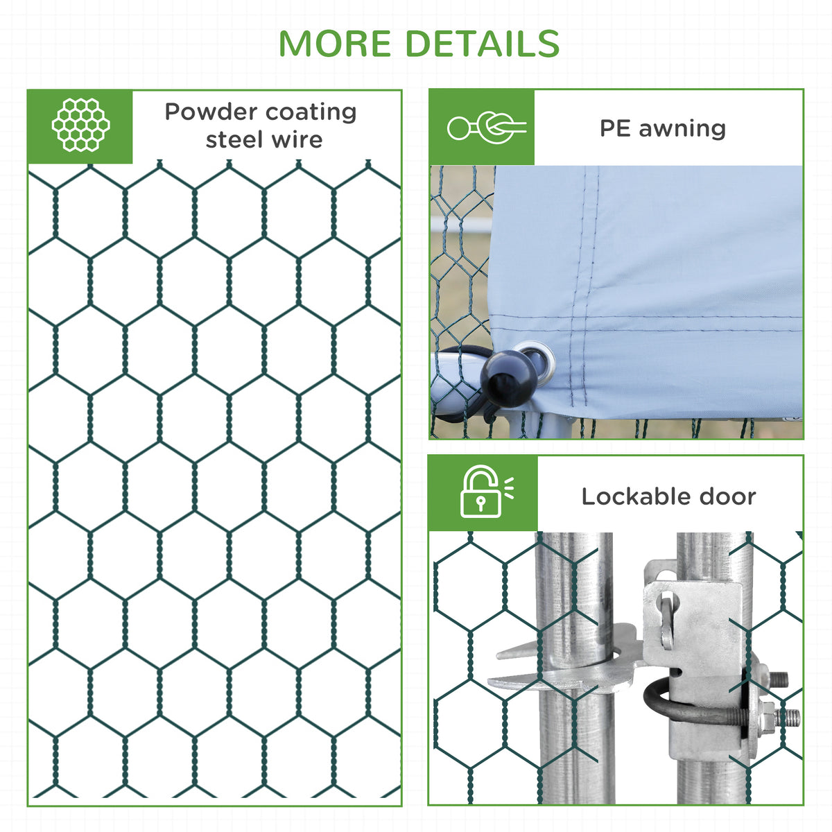 Galvanized Steel Chicken Coop Cage with Cover - 10' x 20' x 6.6'-Small Animals-DECOROLALA
