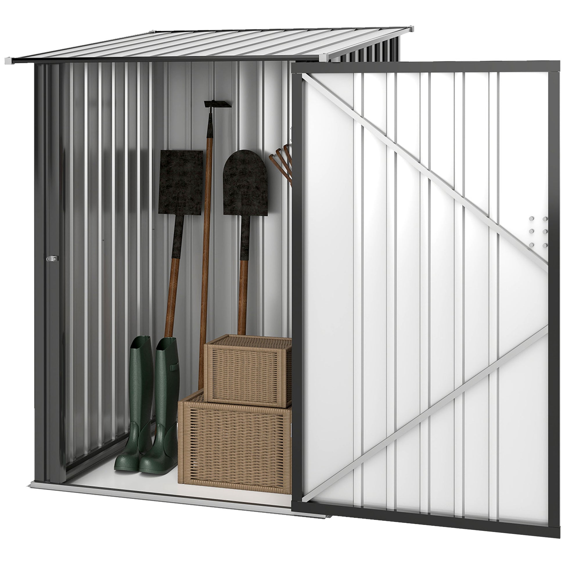 Galvanized Steel Garden Storage Shed - Dark Gray 40" x 41"-Patio & Garden > Lawn & Garden > Sheds-DECOROLALA