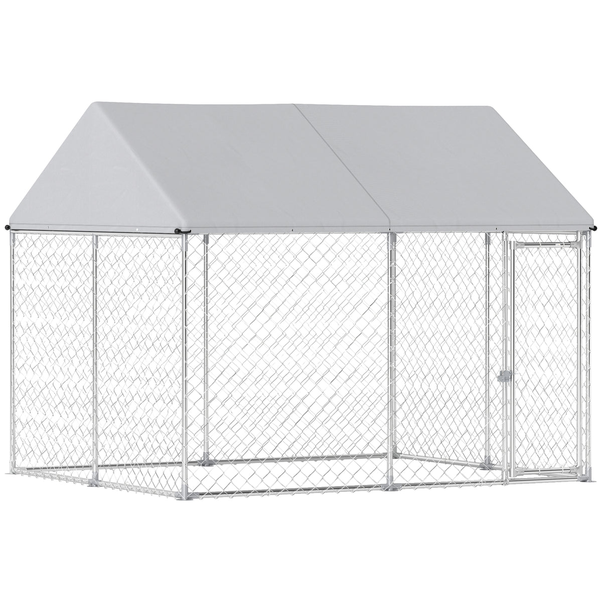 Galvanized Steel Outdoor Dog Kennel with Waterproof Roof - 9.2'x7.5'-Dog Supplies-DECOROLALA