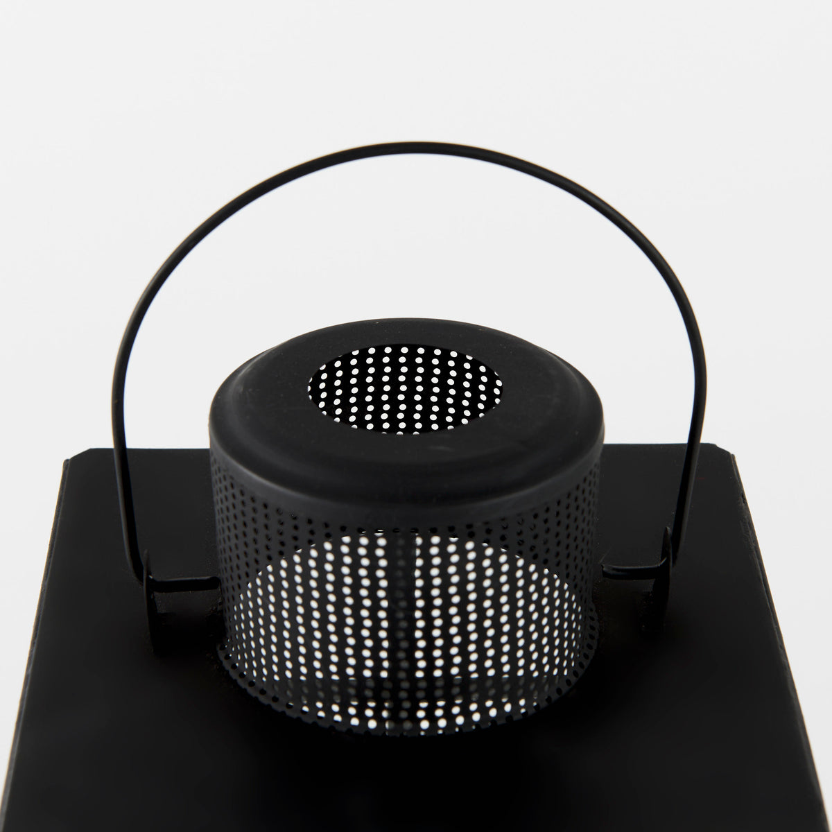 Gamfield 6.1L x 6.1W x 10.6H Small Black Metal and Glass Lantern-Lanterns-DECOROLALA