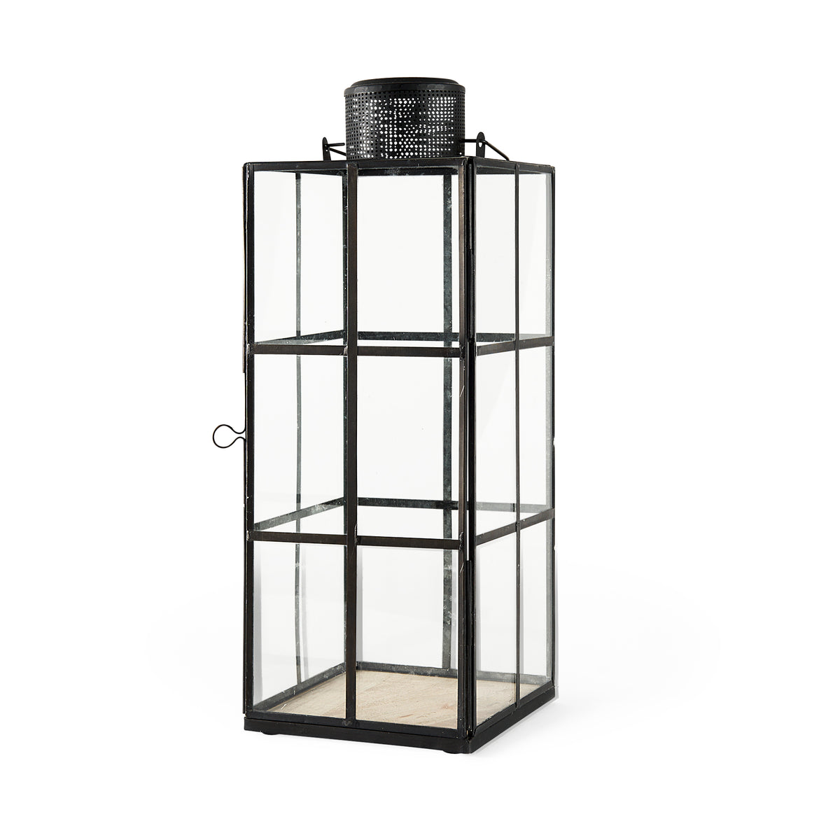 Gamfield 6.1L x 6.1W x 16.7H Large Black Metal and Glass Lantern-Lanterns-DECOROLALA