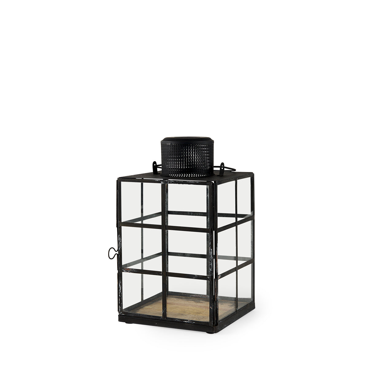 Gamfield Small Black Metal and Glass Lantern-Decorative Lanterns-DECOROLALA