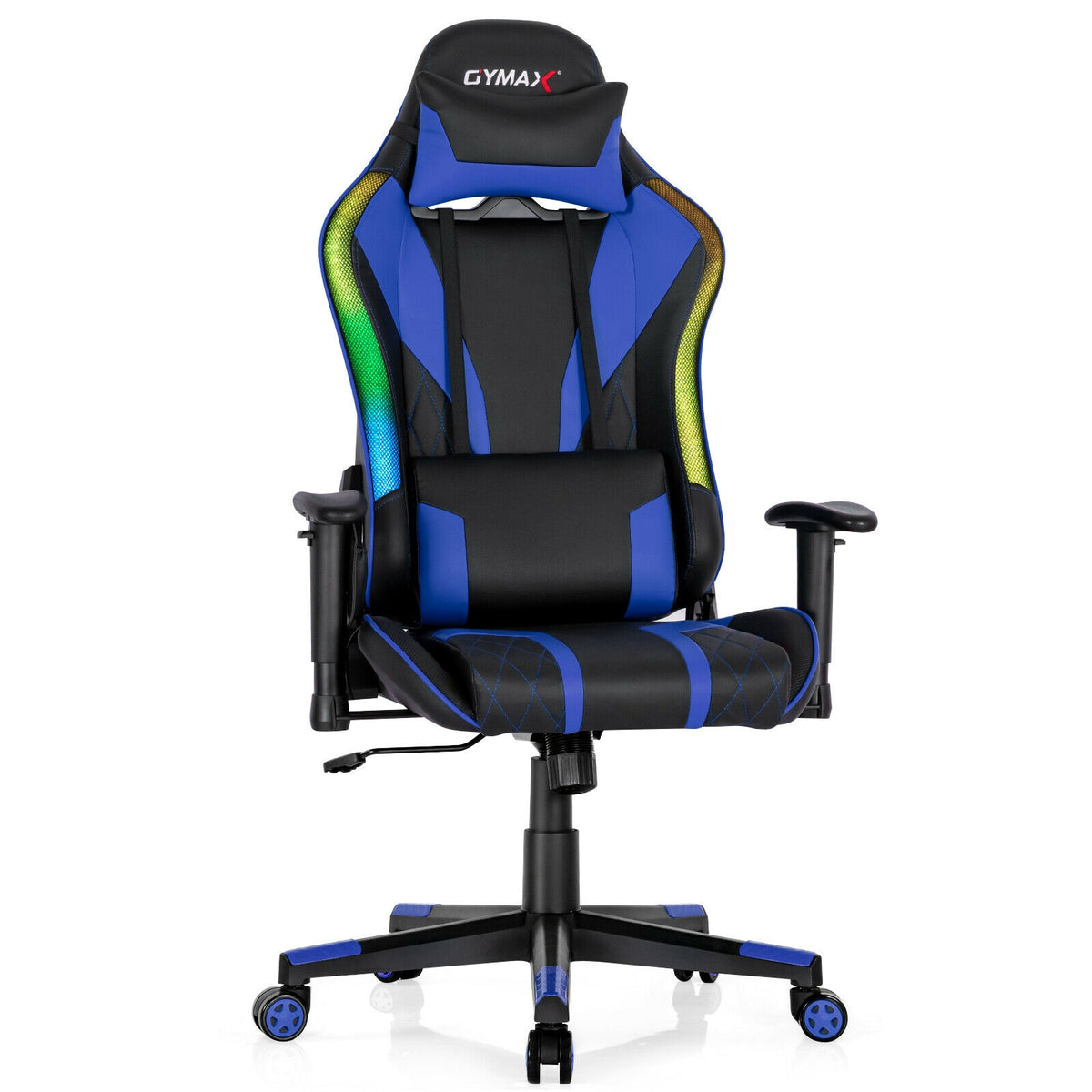 Gaming Chair Adjustable Swivel Computer Chair with Dynamic LED Lights-Blue-Gaming Chairs-DECOROLALA