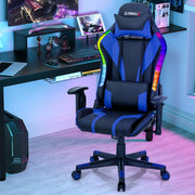 Gaming Chair Adjustable Swivel Computer Chair with Dynamic LED Lights-Blue-Gaming Chairs-DECOROLALA