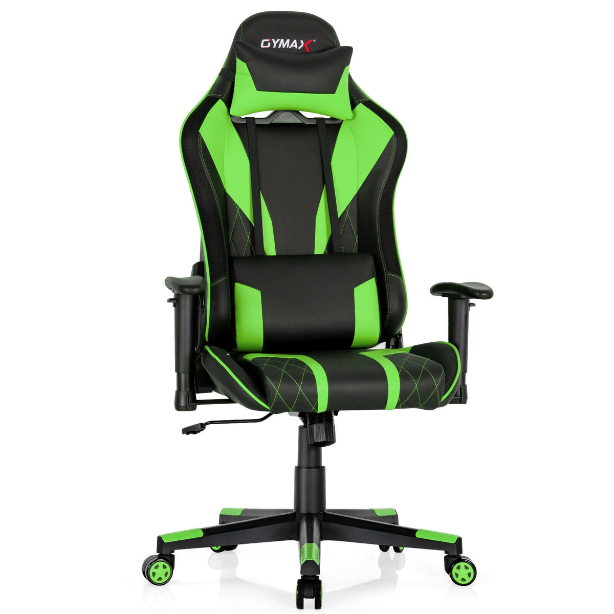 Gaming Chair Adjustable Swivel Computer Chair with Dynamic LED Lights-Green-Gaming Chairs-DECOROLALA