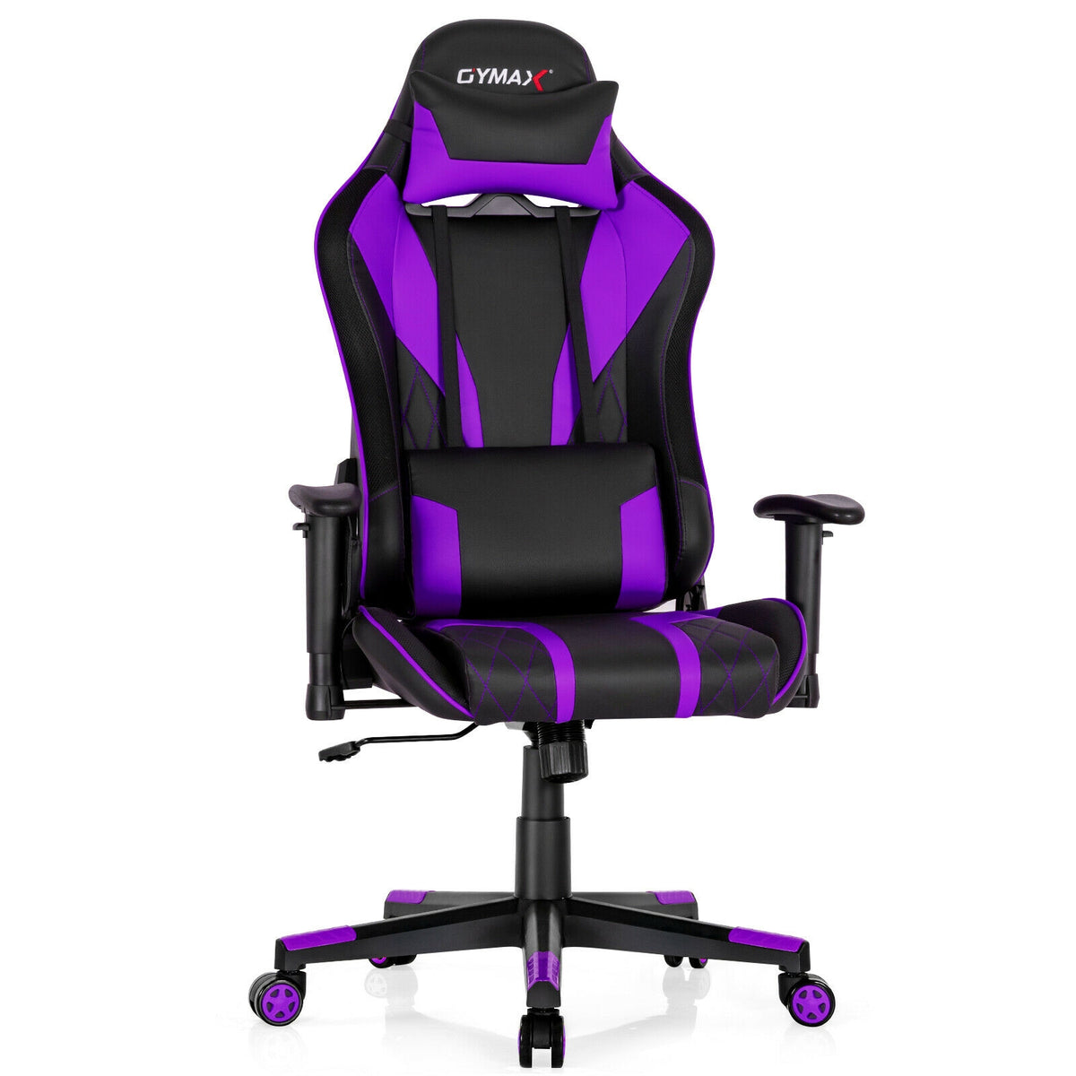 Gaming Chair Adjustable Swivel Computer Chair with Dynamic LED Lights-Purple-Gaming Chairs-DECOROLALA