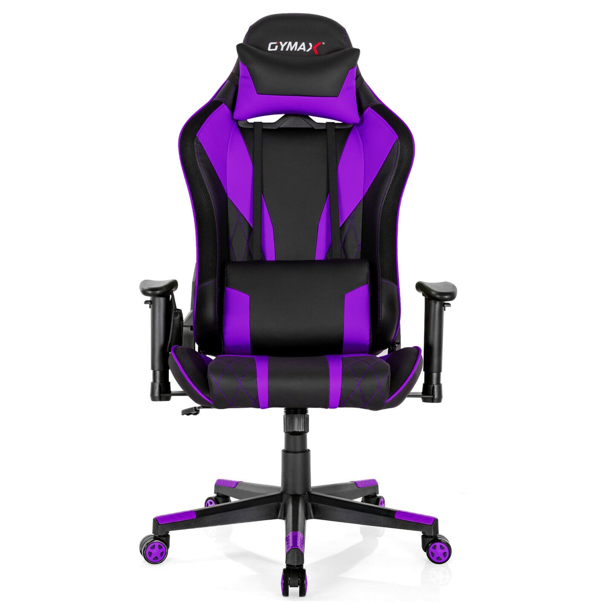 Gaming Chair Adjustable Swivel Computer Chair with Dynamic LED Lights-Purple-Gaming Chairs-DECOROLALA