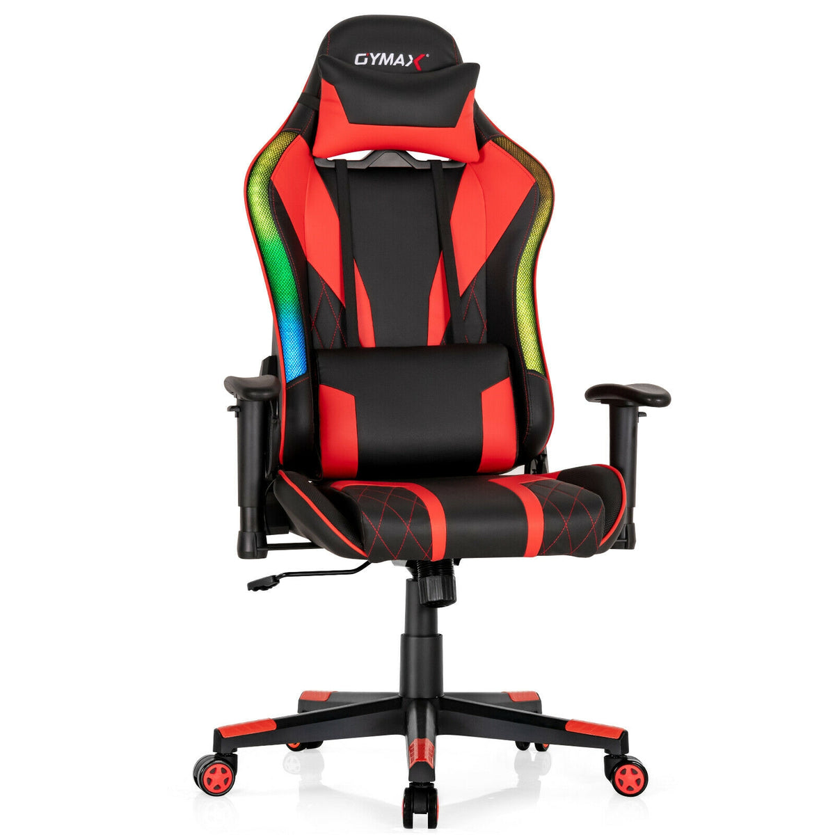 Gaming Chair Adjustable Swivel Computer Chair with Dynamic LED Lights-Red-Gaming Chairs-DECOROLALA