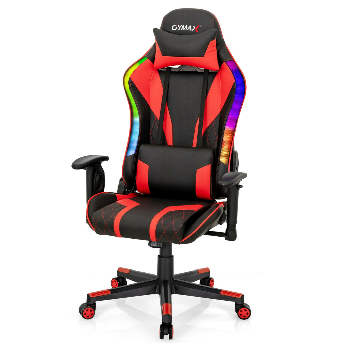 Gaming Chair Adjustable Swivel Computer Chair with Dynamic LED Lights-Red-Gaming Chairs-DECOROLALA