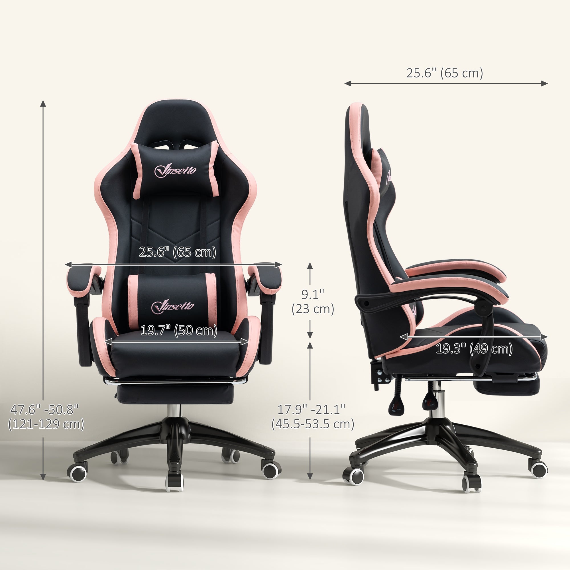 Gaming Chair - Black PU Leather with Footrest & Recline-DECOROLALA