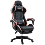Gaming Chair - Black PU Leather with Footrest & Recline-DECOROLALA