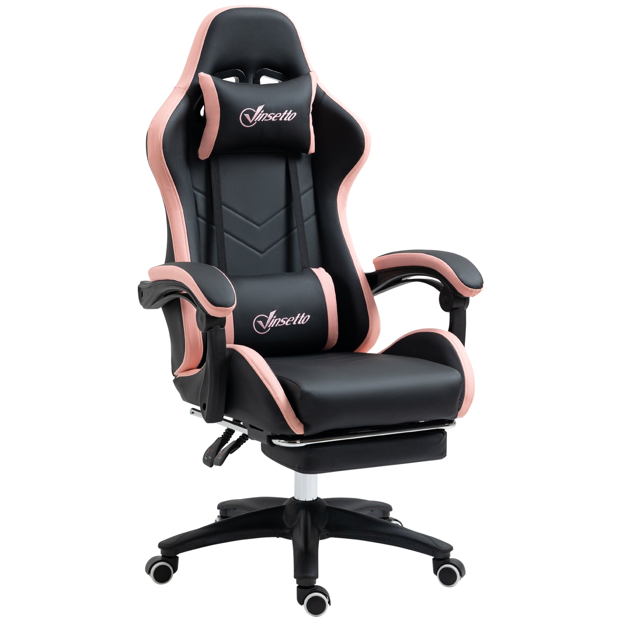 Gaming Chair - Black PU Leather with Footrest & Recline-DECOROLALA