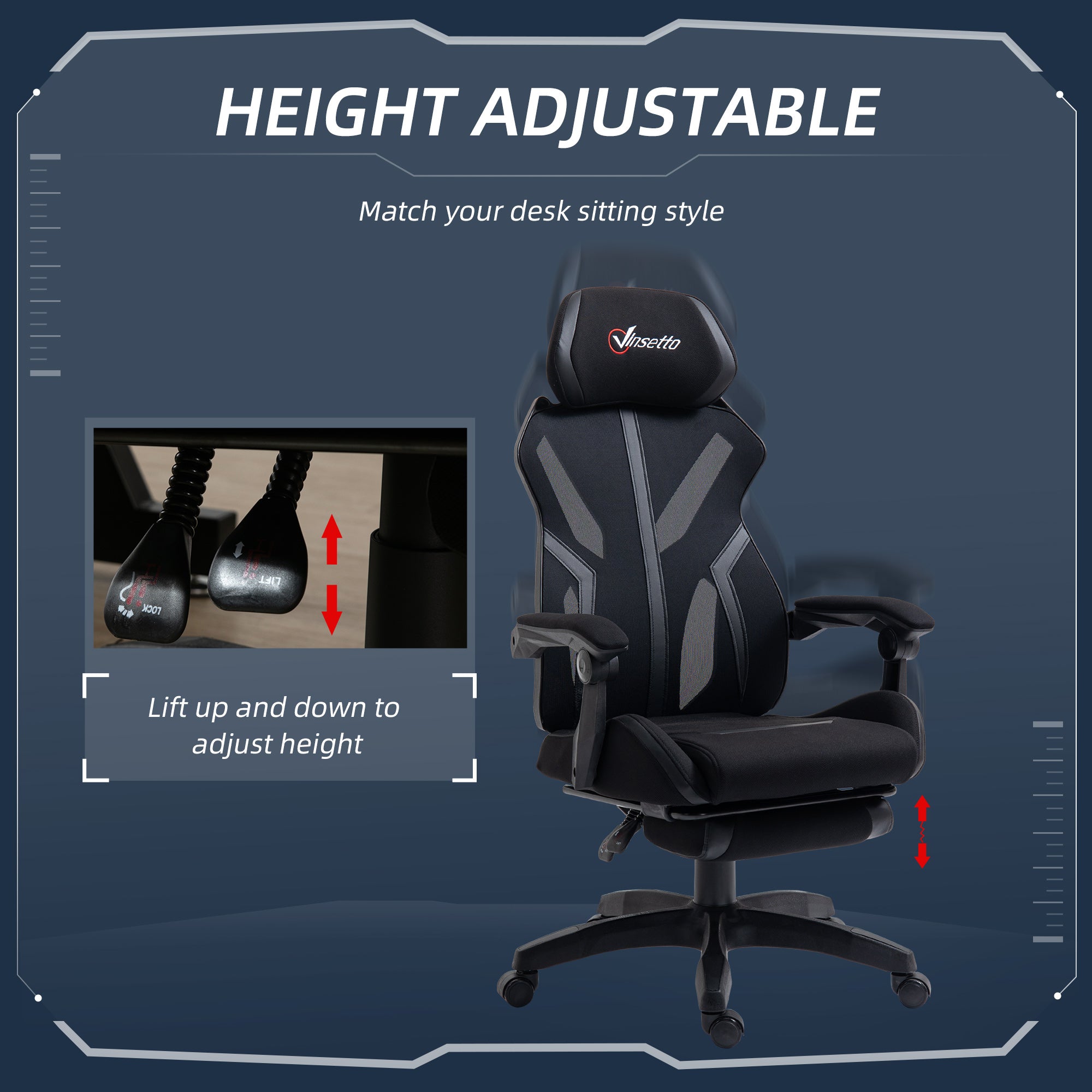 Gaming Chair, Ergonomic Computer Chair with Footrest, Headrest, Recliner Swivel Seat with Adjustable Height, Black-Office Products > Office Furniture > Office Chairs > Video Game Chairs-DECOROLALA