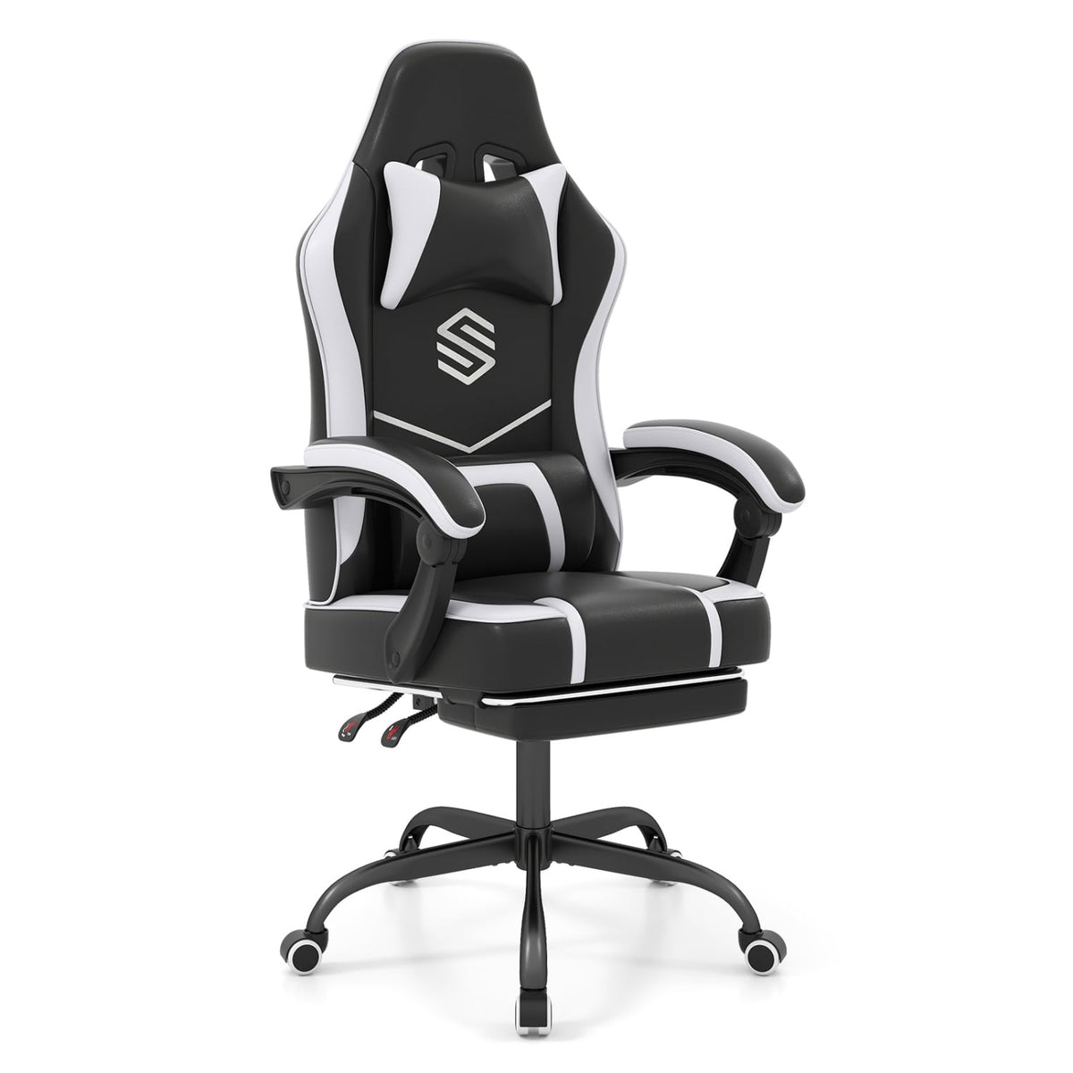 Gaming Chair Height Adjustable Computer Chair with Headrest Ergonomic Office Task Chair-Black-Gaming Chairs-DECOROLALA