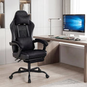 Gaming Chair Height Adjustable Computer Chair with Headrest Lumbar Support Linkage Armrests-Black-Gaming Chairs-DECOROLALA