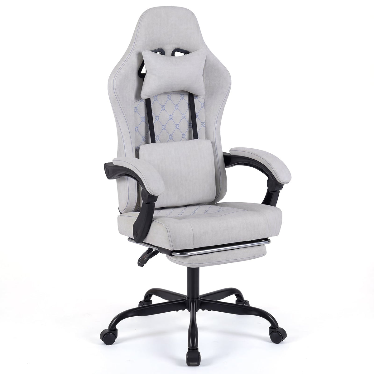 Gaming Chair Height Adjustable Computer Chair with Headrest Video Game Chair-Gray-Gaming Chairs-DECOROLALA