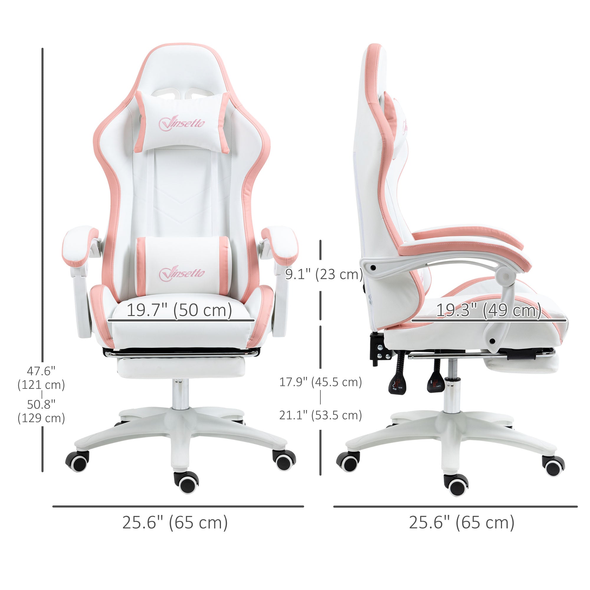 Gaming Chair - White PU Leather with Footrest & Recline-Office Products > Office Furniture > Office Chairs > Video Game Chairs-DECOROLALA