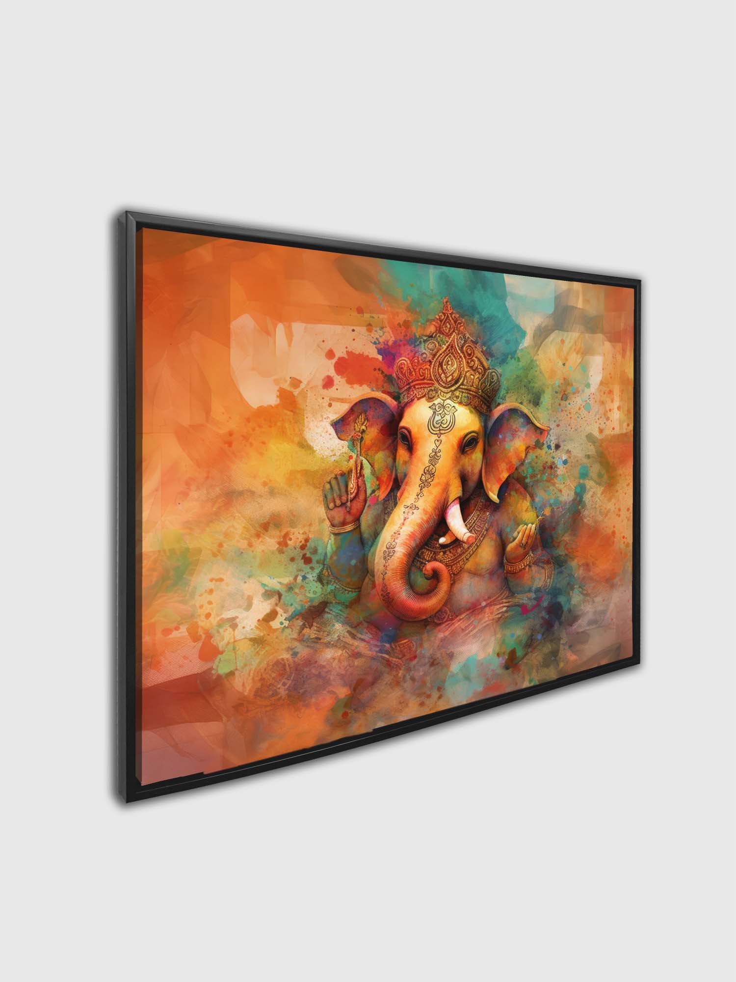 Ganesh Canvas Wall Art 48x36 Orange-Canvas Print-DECOROLALA