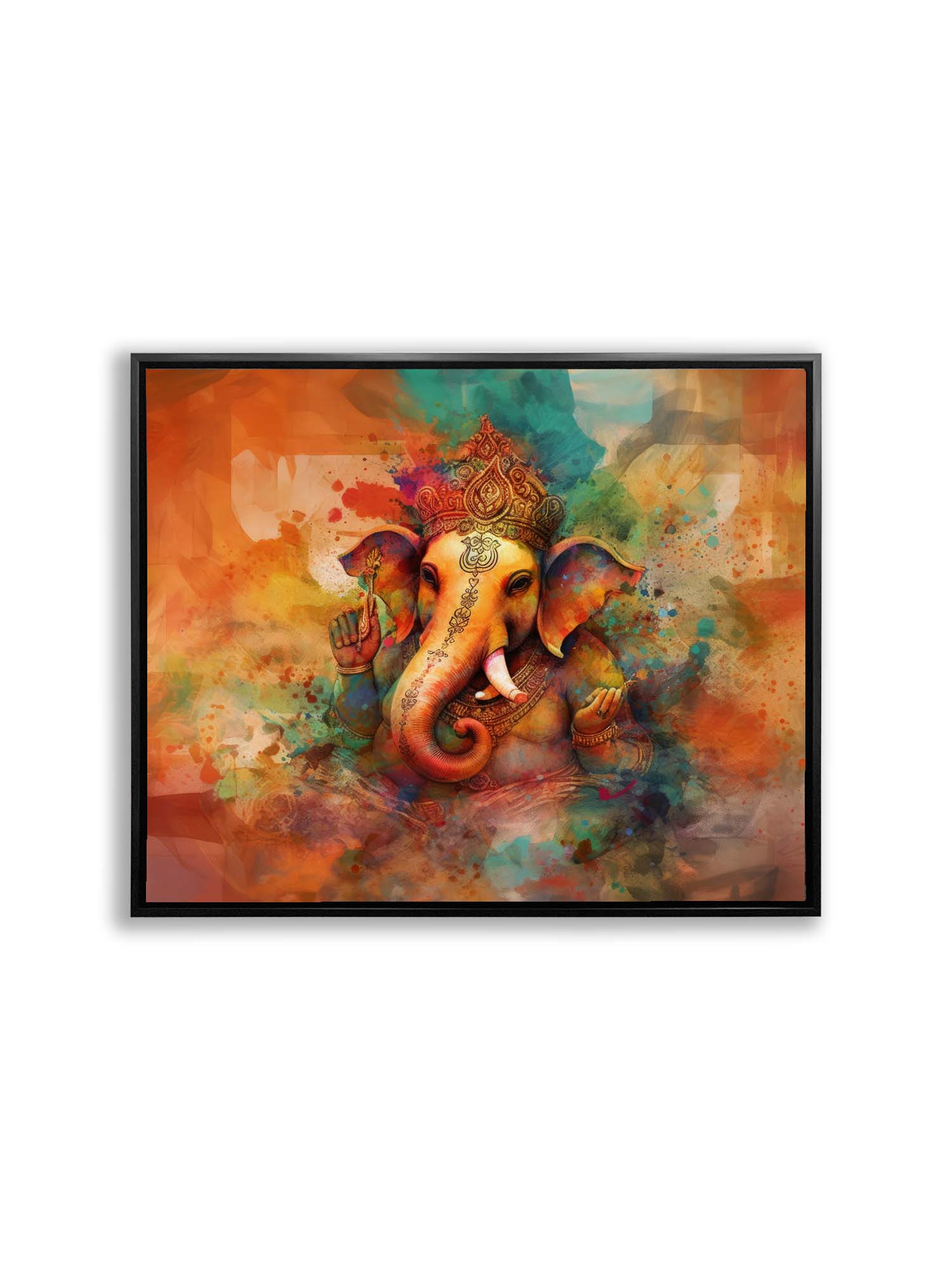 Ganesh Canvas Wall Art 48x36 Orange-Canvas Print-DECOROLALA