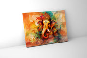 Ganesh Canvas Wall Art 48x36 Orange-Canvas Print-DECOROLALA