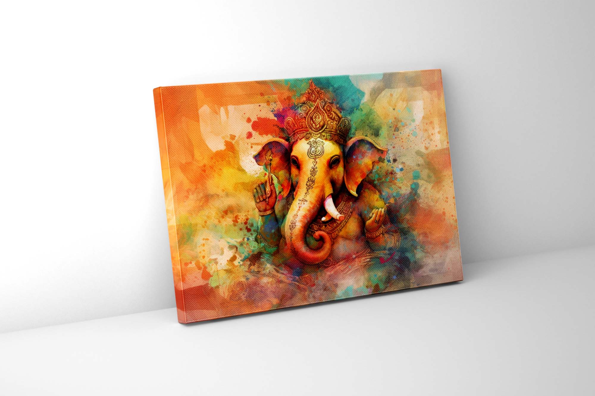 Ganesh Canvas Wall Art 48x36 Orange-Canvas Print-DECOROLALA
