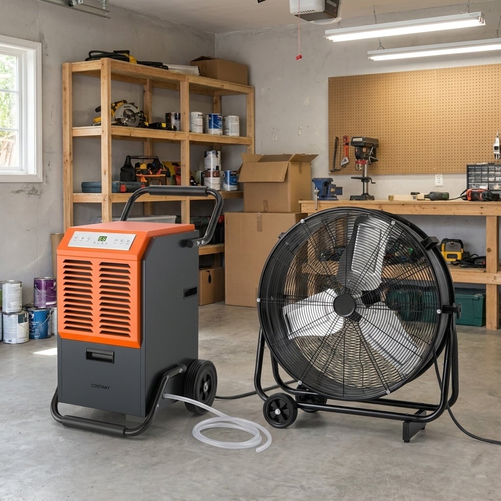 Garage & Warehouse Climate Control Bundle: Dehumidifier + Industrial Drum Fan-Climate Control Appliances-DECOROLALA