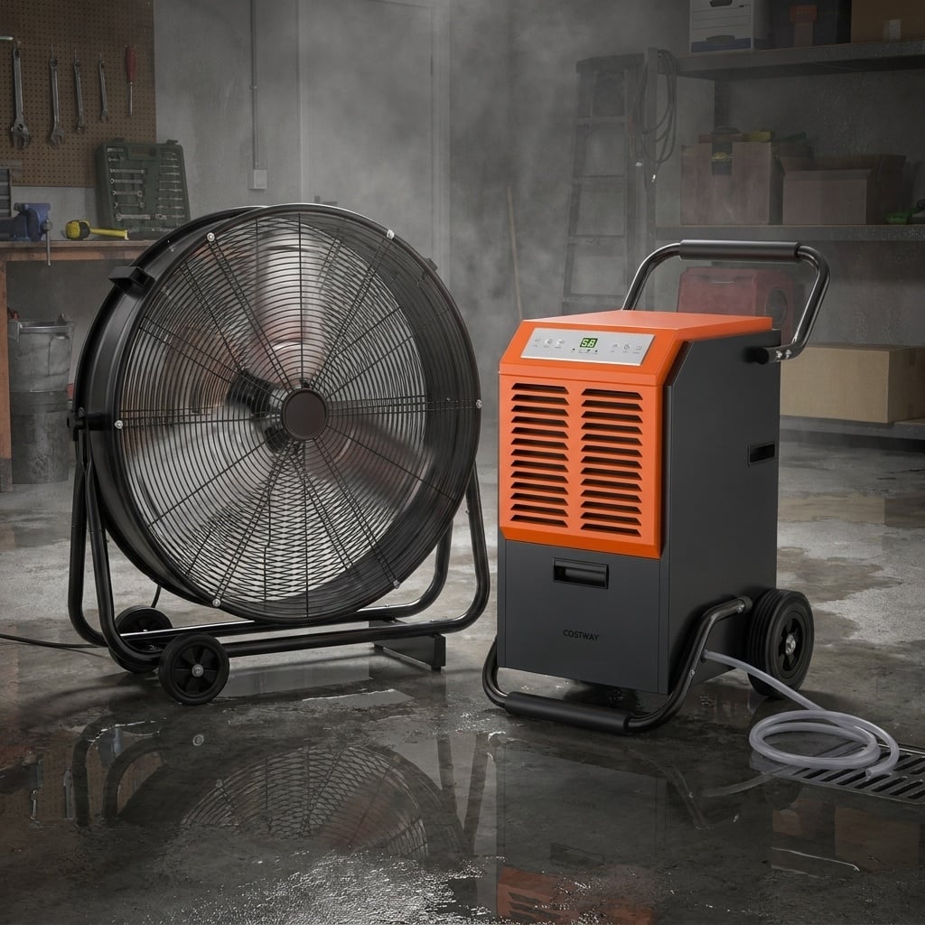 Garage & Warehouse Climate Control Bundle: Dehumidifier + Industrial Drum Fan-Climate Control Appliances-DECOROLALA
