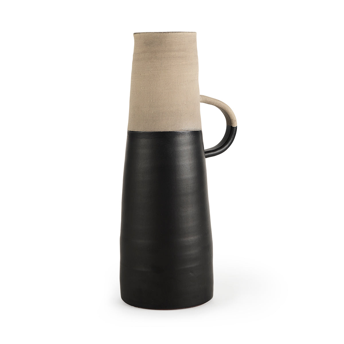 Garand Large 18.8H Two-Toned Black/Natural Ceramic Jug-Jars Jugs Urns-DECOROLALA