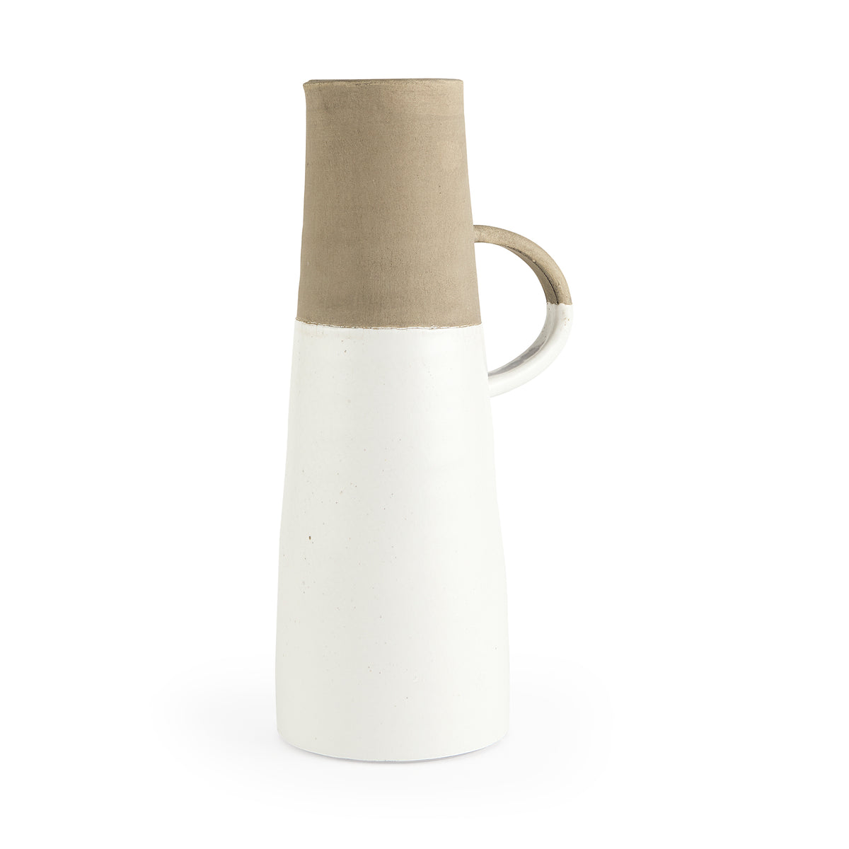 Garand Large 18.8H Two-Toned White Natural Ceramic Jug-Jars Jugs Urns-DECOROLALA