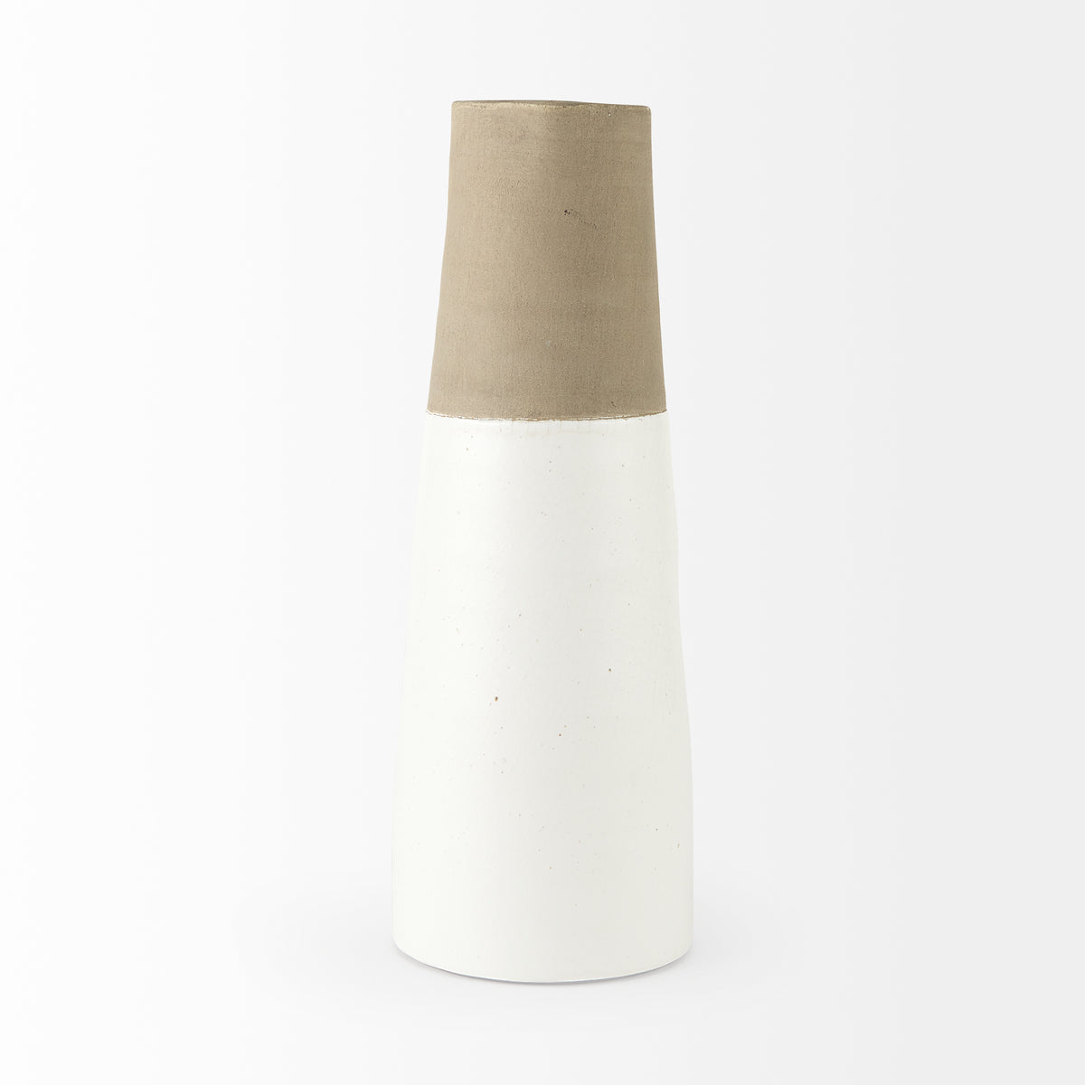 Garand Large 18.8H Two-Toned White Natural Ceramic Jug-Jars Jugs Urns-DECOROLALA