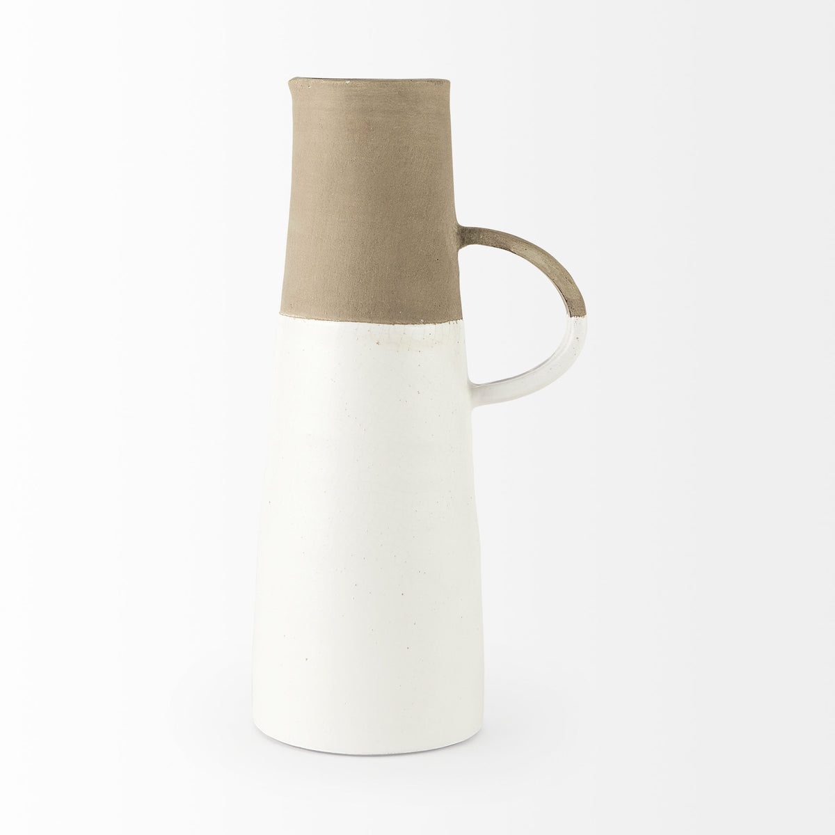 Garand Large 18.8H Two-Toned White Natural Ceramic Jug-Jars Jugs Urns-DECOROLALA