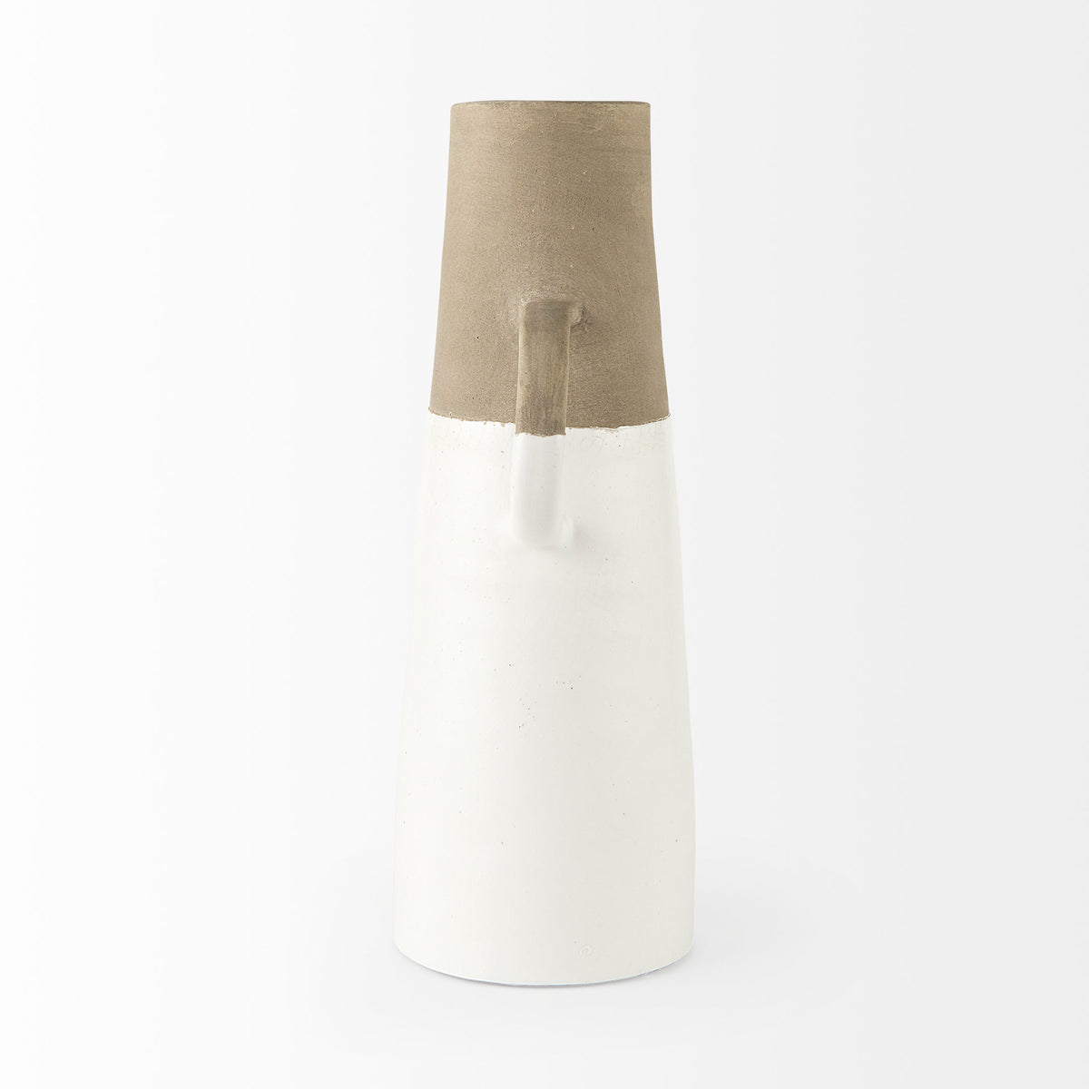 Garand Large 18.8H Two-Toned White Natural Ceramic Jug-Jars Jugs Urns-DECOROLALA