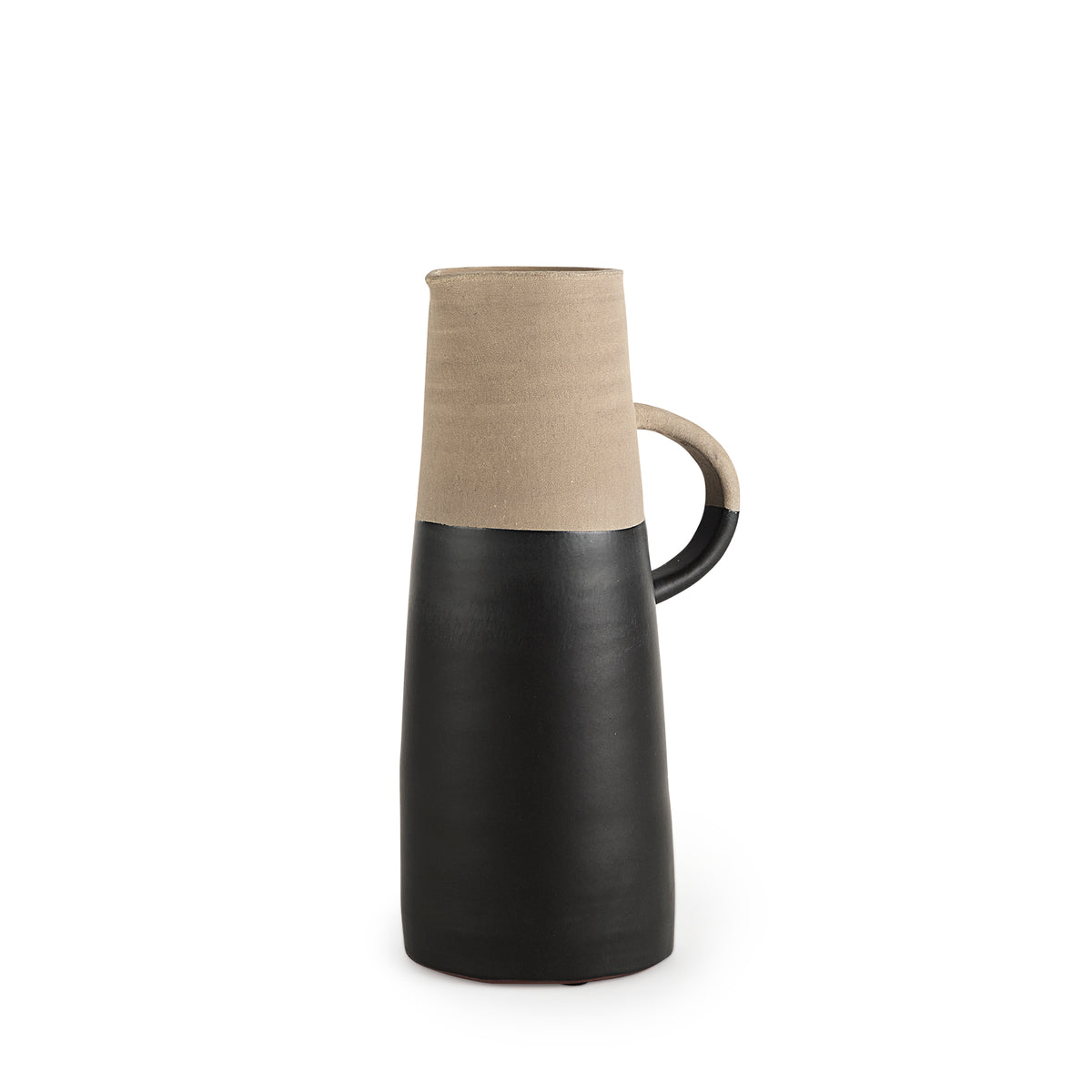 Garand Medium 15" Two-Toned Black and Natural Ceramic Jug-Jars Jugs Urns-DECOROLALA