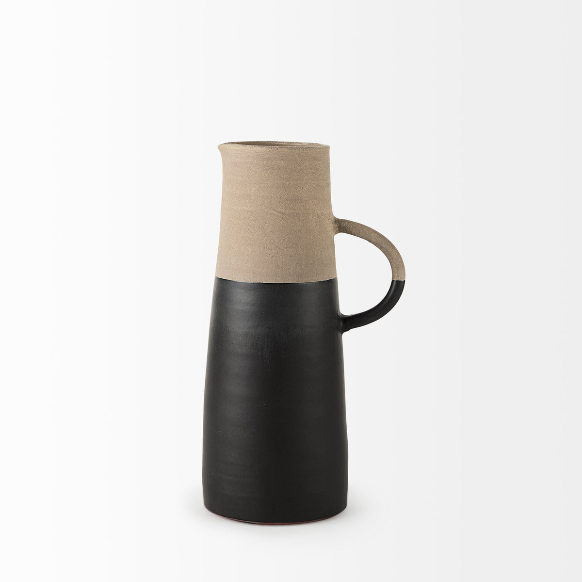 Garand Medium 15" Two-Toned Black and Natural Ceramic Jug-Jars Jugs Urns-DECOROLALA