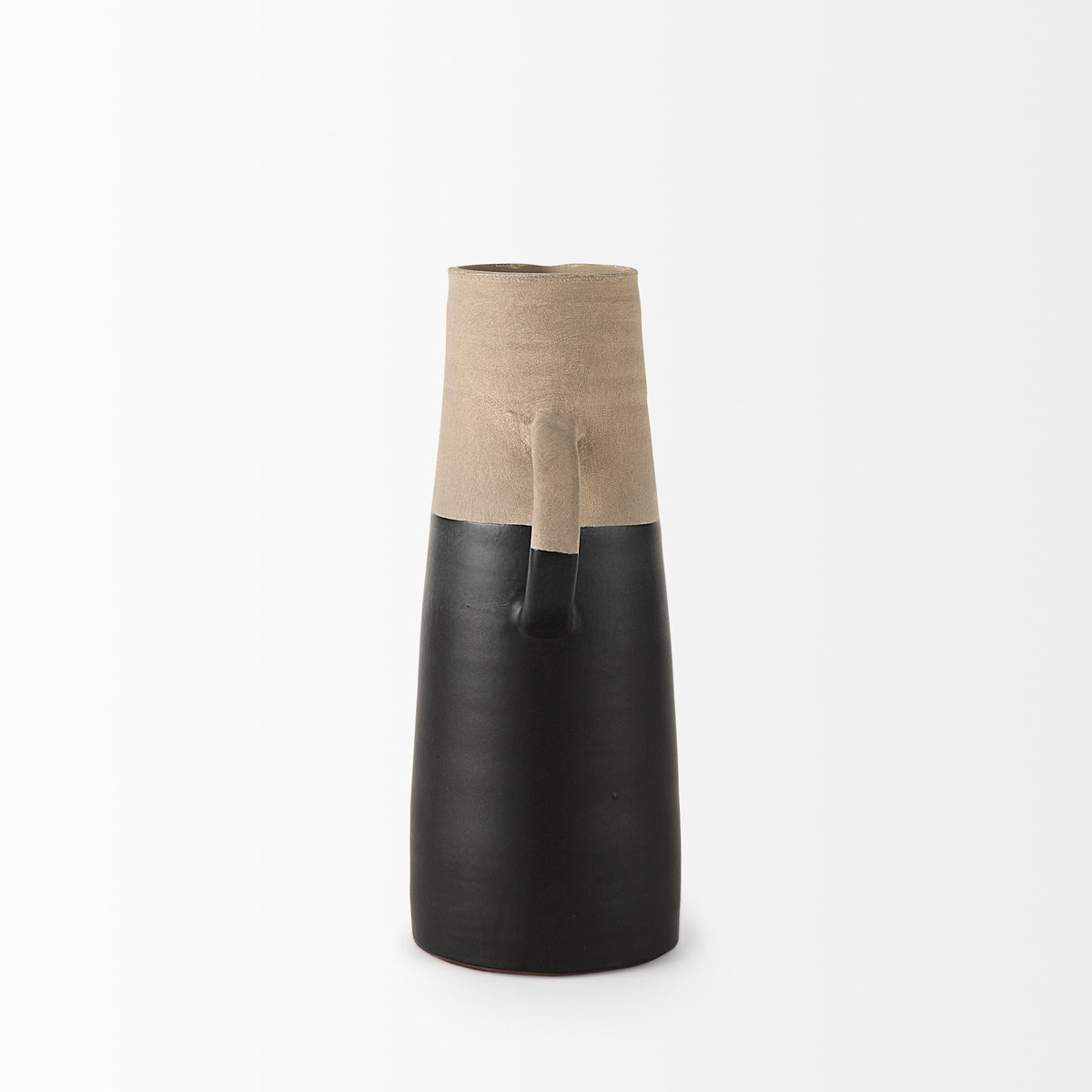 Garand Medium 15" Two-Toned Black and Natural Ceramic Jug-Jars Jugs Urns-DECOROLALA