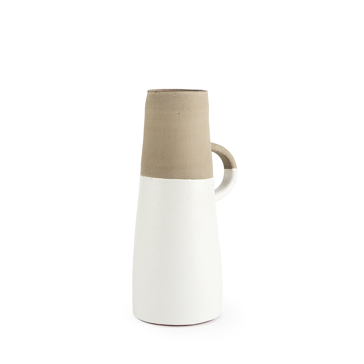 Garand Medium 15" Two-Toned White Natural Ceramic Jug-Decorative Jars & Urns-DECOROLALA