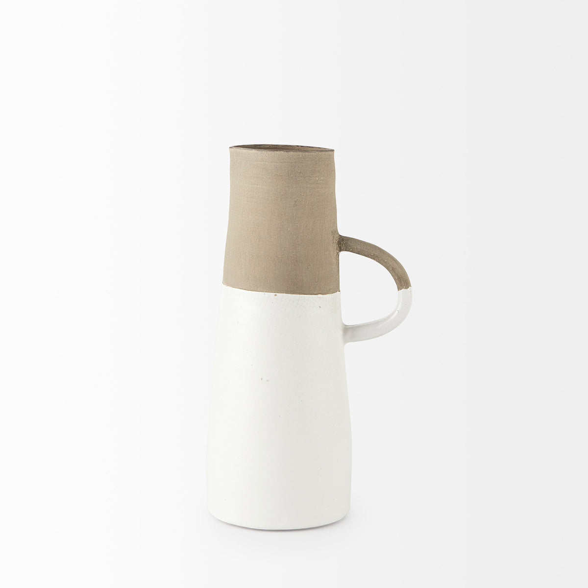 Garand Medium 15H Two-Toned White Natural Ceramic Jug-Jars Jugs Urns-DECOROLALA