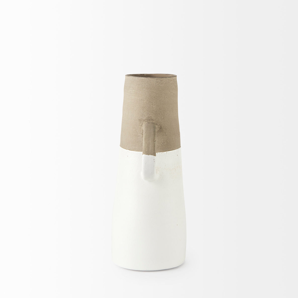 Garand Medium 15H Two-Toned White Natural Ceramic Jug-Jars Jugs Urns-DECOROLALA