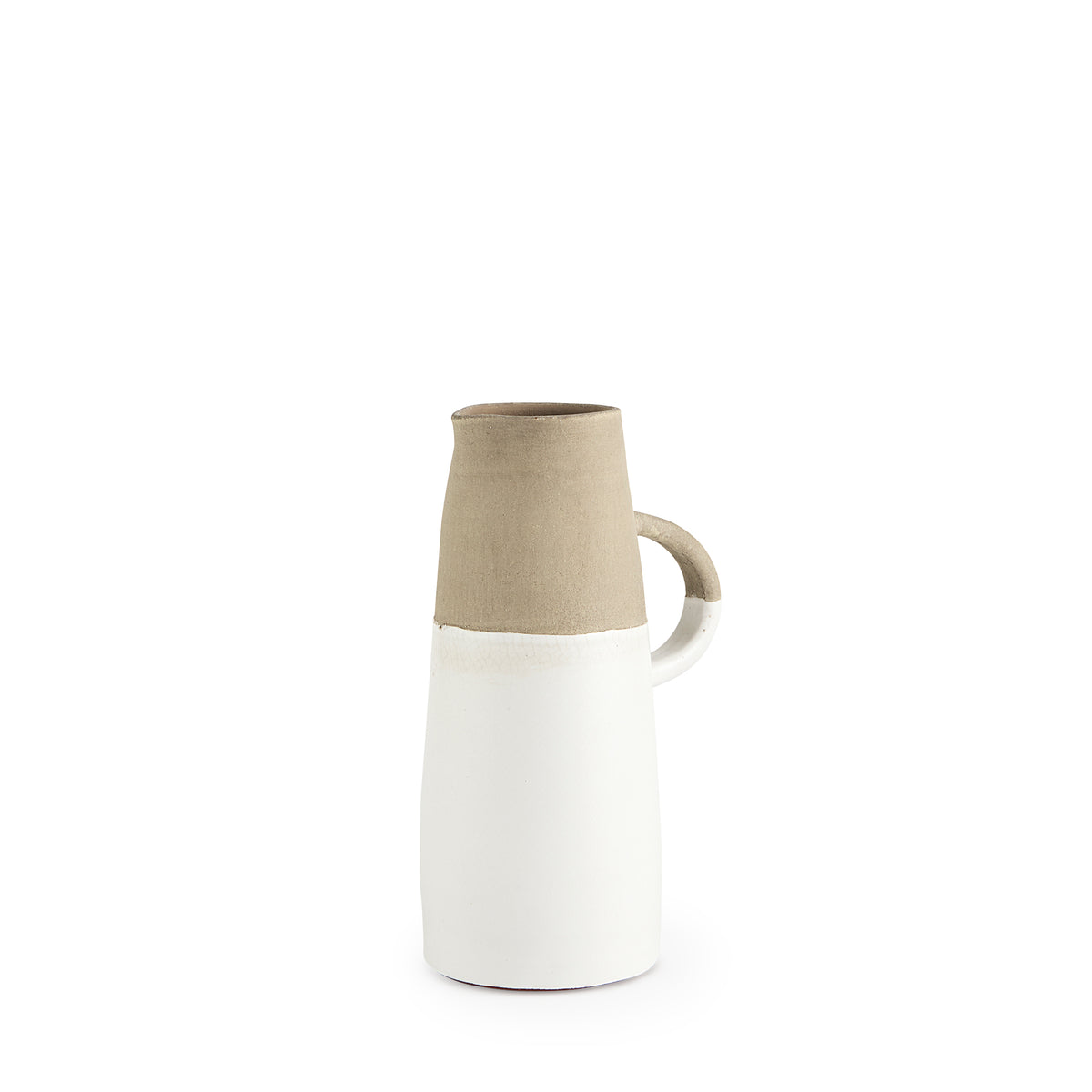 Garand Small 13H Two-Toned White Natural Ceramic Jug-Jars Jugs Urns-DECOROLALA