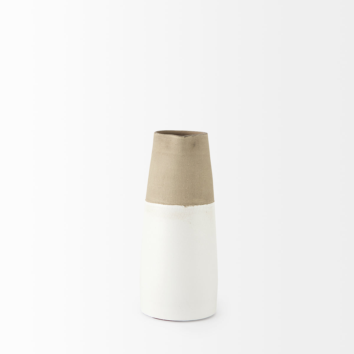 Garand Small 13H Two-Toned White Natural Ceramic Jug-Jars Jugs Urns-DECOROLALA