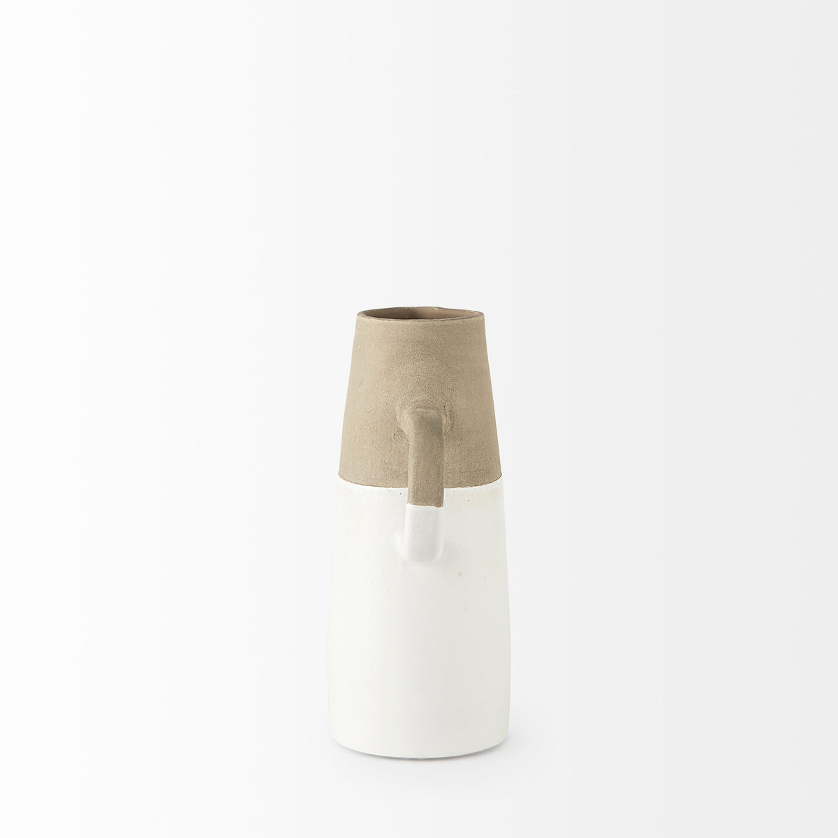 Garand Small 13H Two-Toned White Natural Ceramic Jug-Jars Jugs Urns-DECOROLALA