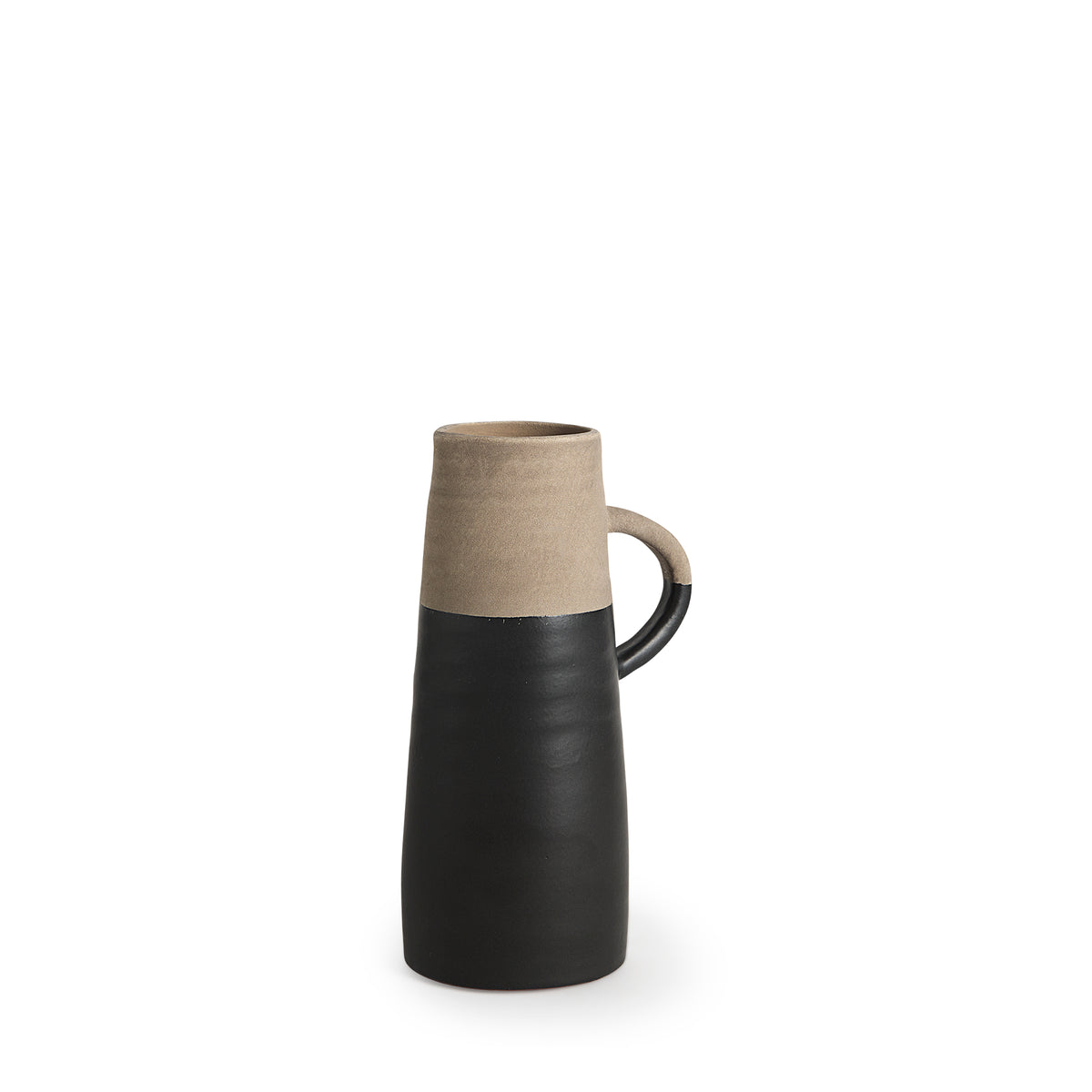 Garand Small Ceramic Jug - 13" Two-Toned Black/Natural-Decorative Jars & Urns-DECOROLALA