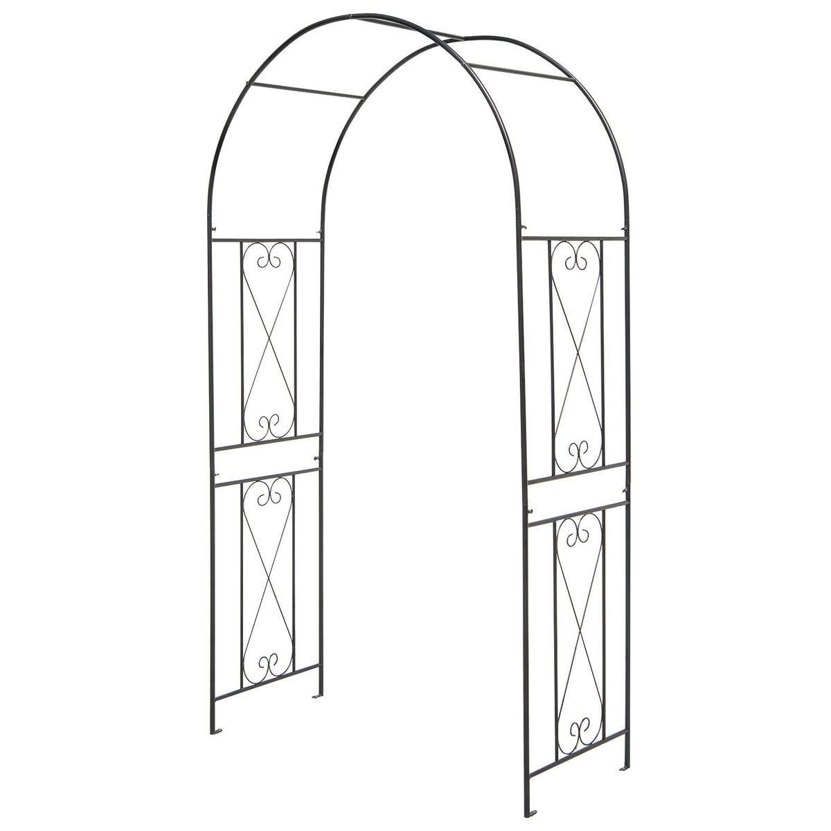 Garden Arch Arbor Trellis Patio Plant Stand Rack Archway-Black-Garden Arbors-DECOROLALA