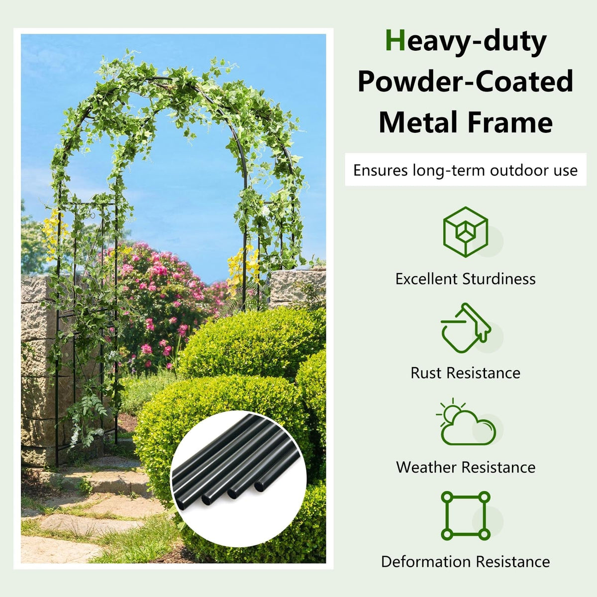 Garden Arch Arbor Trellis Patio Plant Stand Rack Archway-Black-Garden Arbors-DECOROLALA