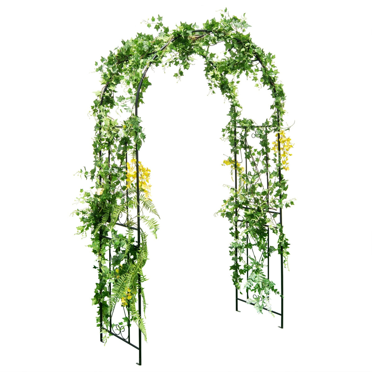 Garden Arch Arbor Trellis Patio Plant Stand Rack Archway-Black-Garden Arbors-DECOROLALA