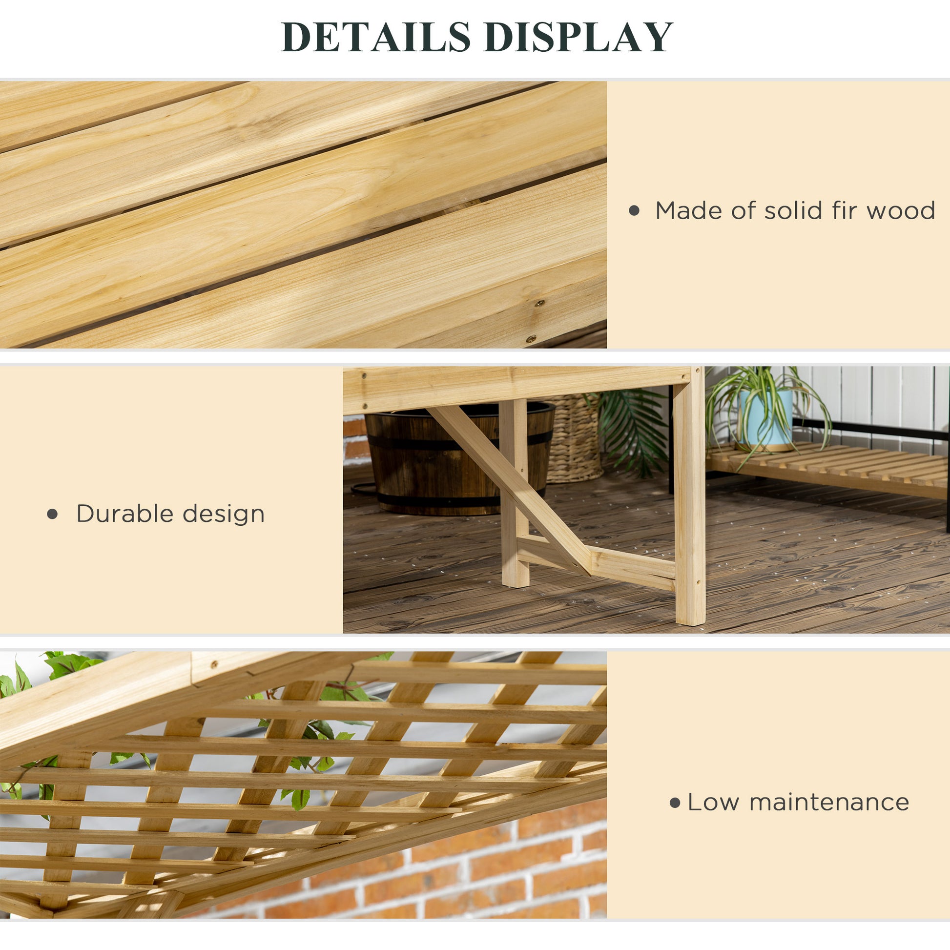 Garden Arch Bench - Wooden Arbor with Trellises-DECOROLALA