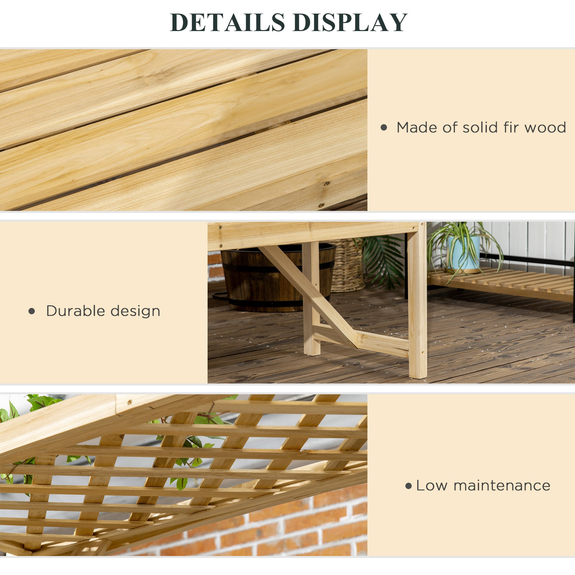 Garden Arch Bench - Wooden Arbor with Trellises-DECOROLALA