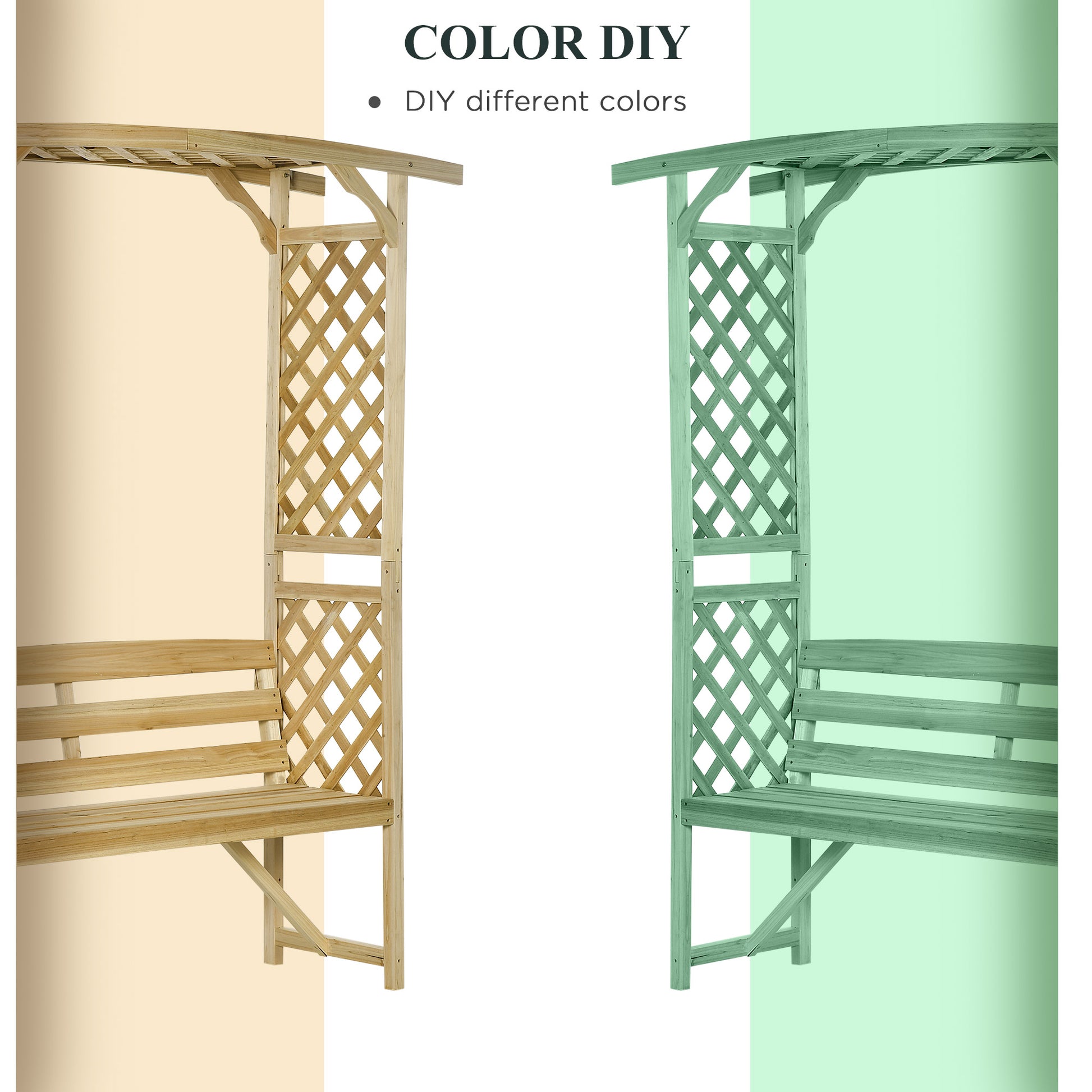 Garden Arch Bench - Wooden Arbor with Trellises-DECOROLALA